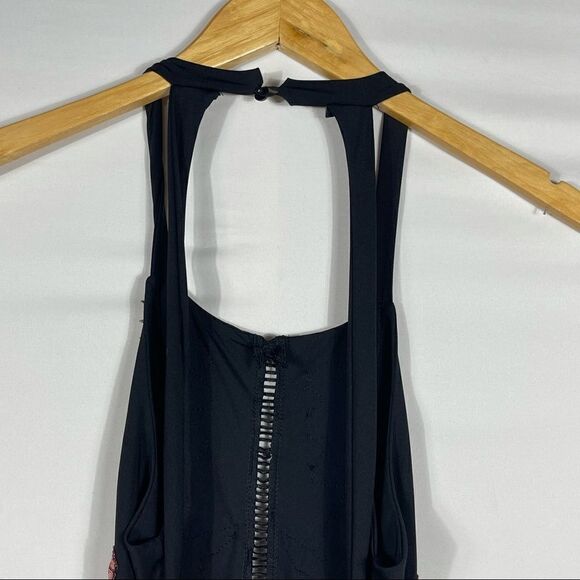 Black Red Roses Slit Maxi Dress - Picture 12 of 12